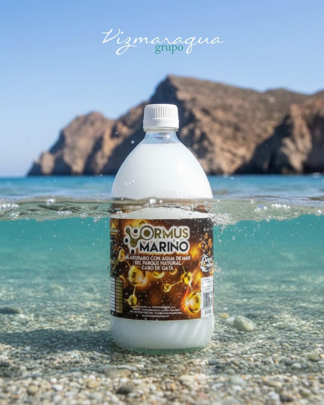 Ormus Marino- Ingredientes: 95% Agua de Mar 5% Agua Desmineralizada - Oro Monoatómico - Aqua de Mar - Captada enParque Natural Cabo De Gata -1 unidad -1 litro