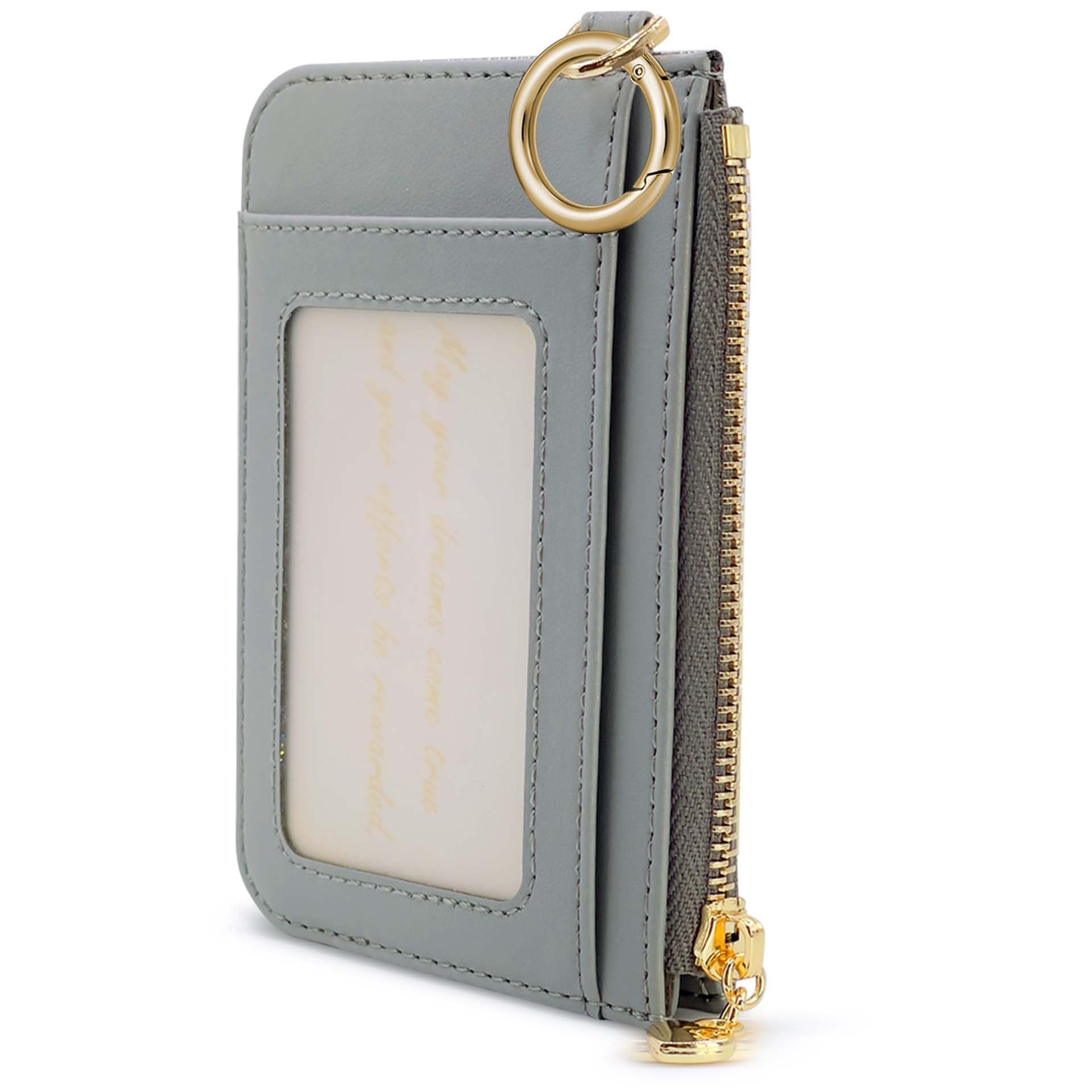 M-Plateau Key Chain Wallet Women, Credit Card Holder for Women with Metal Key Chain Ring for Car Keys,Ladies Mini Purse with ID Window and Zipper