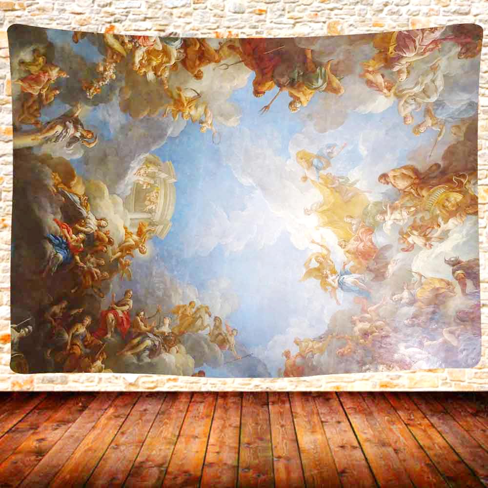 UHOMETAP Retro Decor Tapestries, Versailles French Art Decorative Tapestries European Painting Art Ceiling Decoration Apartment Dormitory 80x60 Inches GTDSUH138