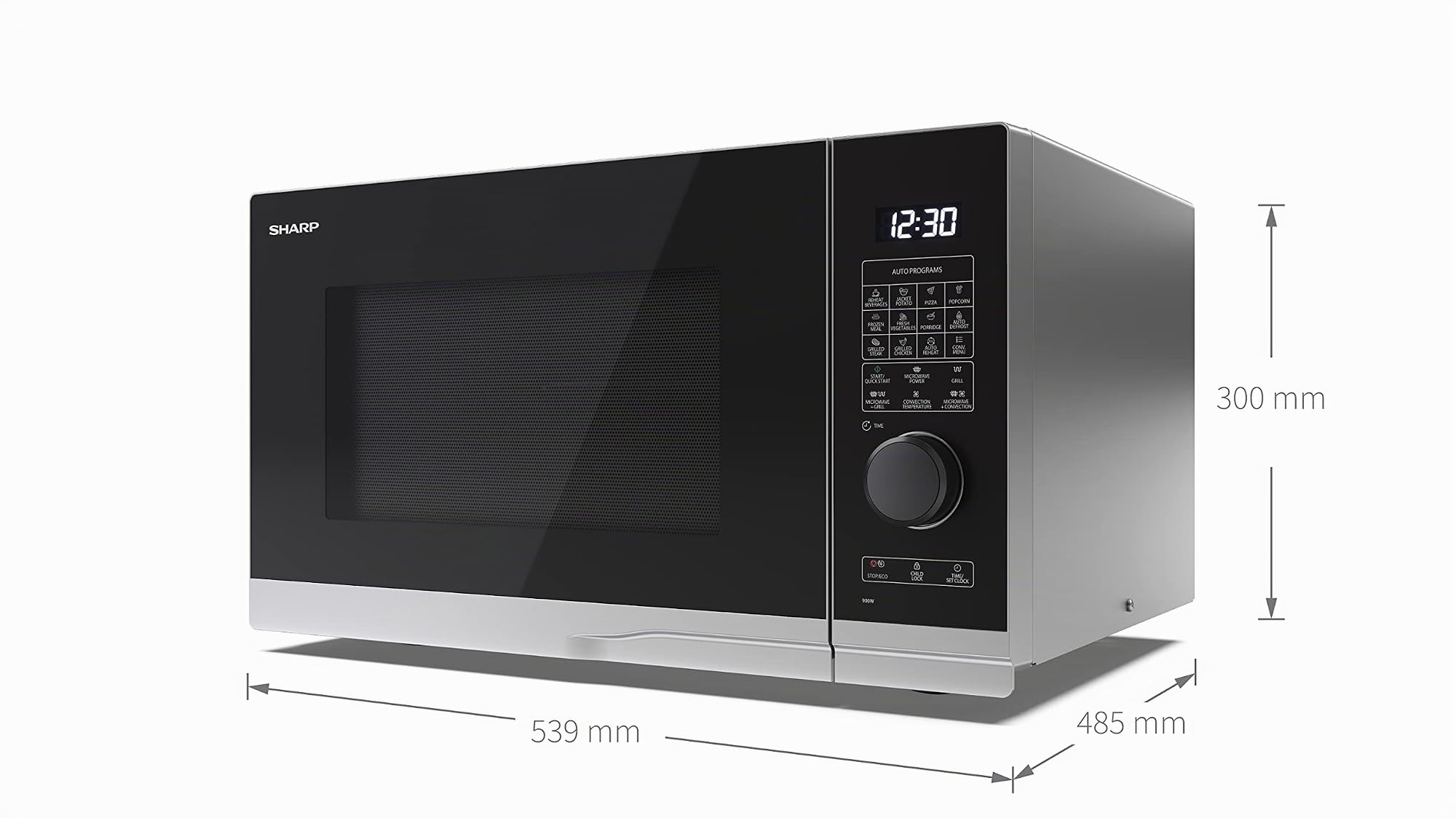Microonde Sharp YC-PC284AE-S + Convezione, 28 litri, 900 W