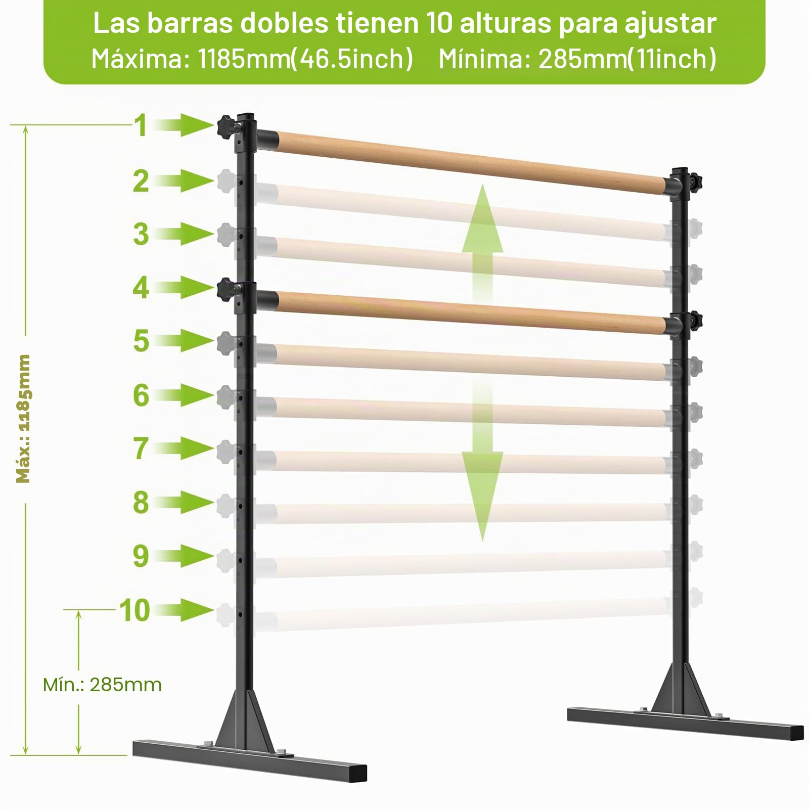 SELEWARE Barra de ballet de altura ajustable, barra de ballet independiente, barra de baile resistente, soporta movimientos de barra, estiramientos corporales, construcción resistente que nunca se
