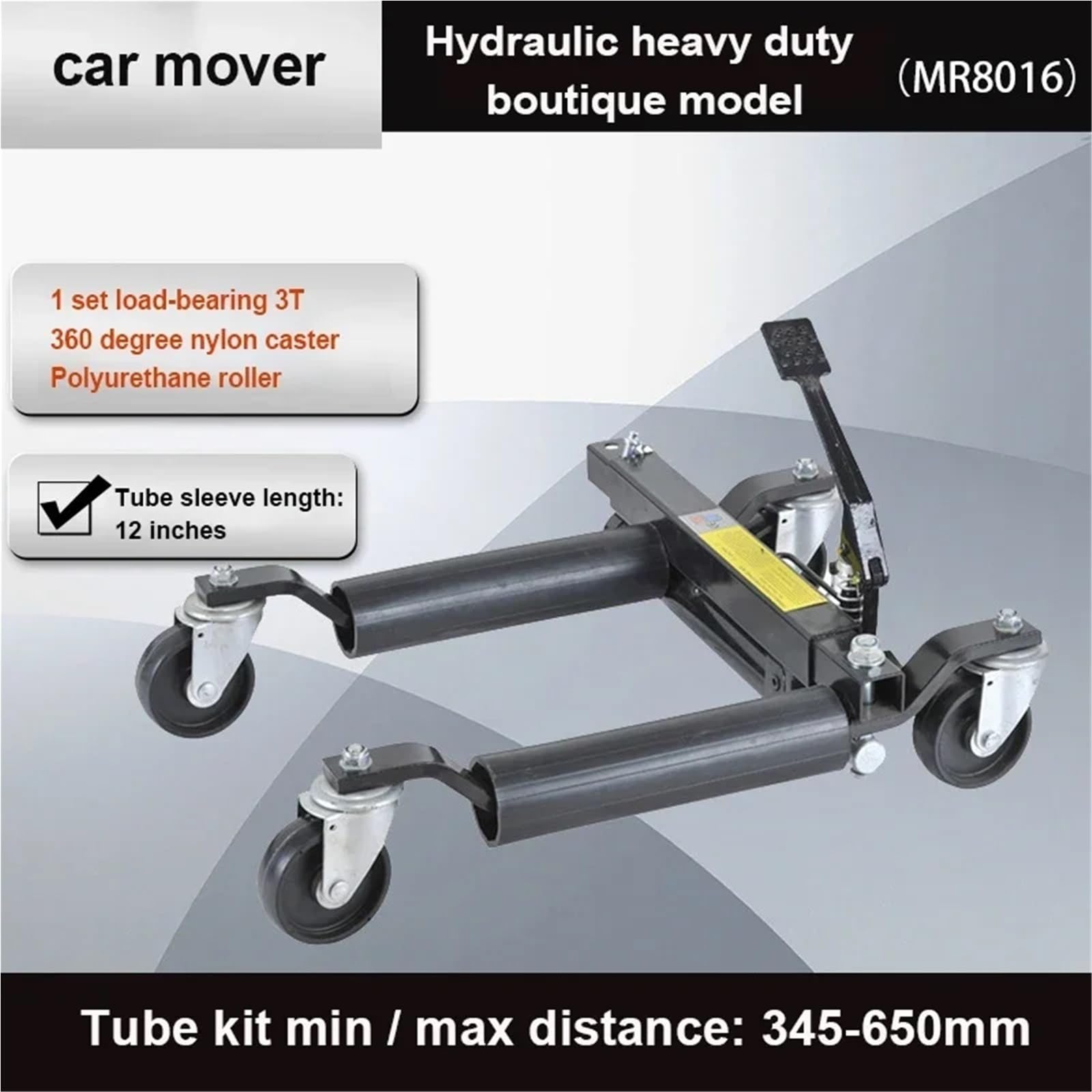 Carrello mobile per auto, carrello idraulico da 30,5 cm, per traslochi, rimorchi antincendio, carrello sollevatore idraulico meccanico, Mr8016, distanza 345-650 mm
