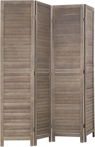 4 Panel Wood Room Divider 5.75 Ft Tall Privacy Wall Divider 68.9" x 15.75" Each Panel Folding Wood Screen for Home Office Bedroom Restaurant （Brown）