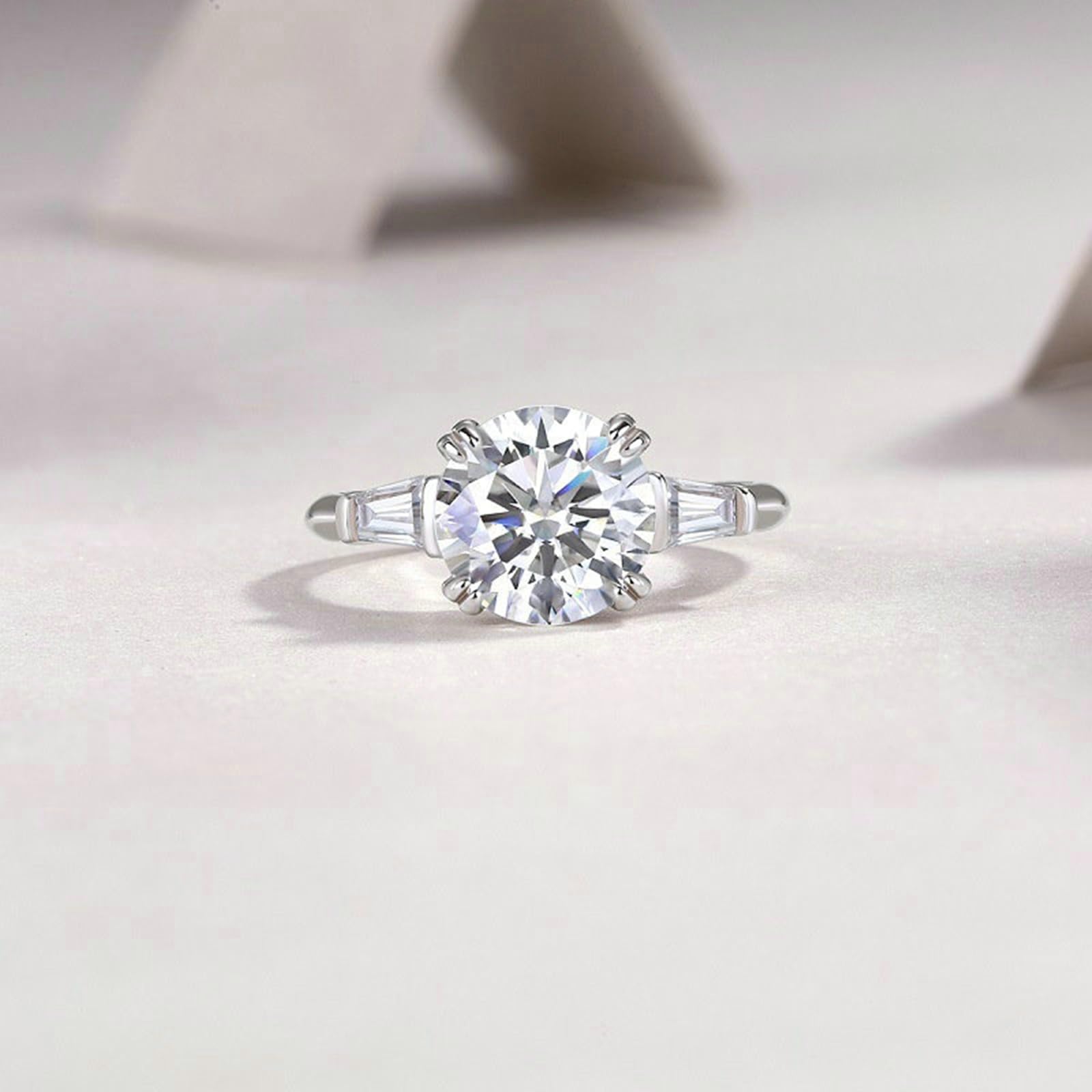 9K 14K 18K białe złoto Matching Rings, pierścionek zaręczynowy Moissanit Def 3ct Moissanit