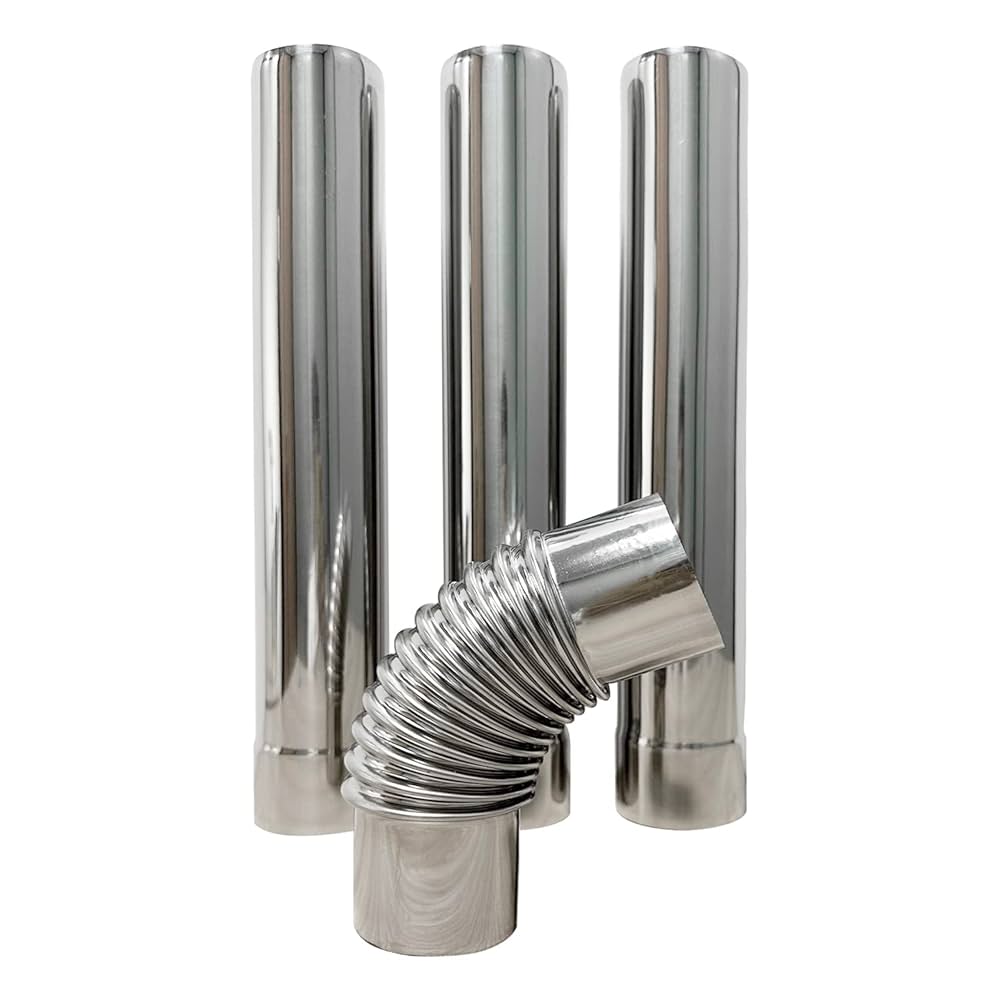 ステンレス製エルボ煙突パイプ、 ストーブパイプセット 45度