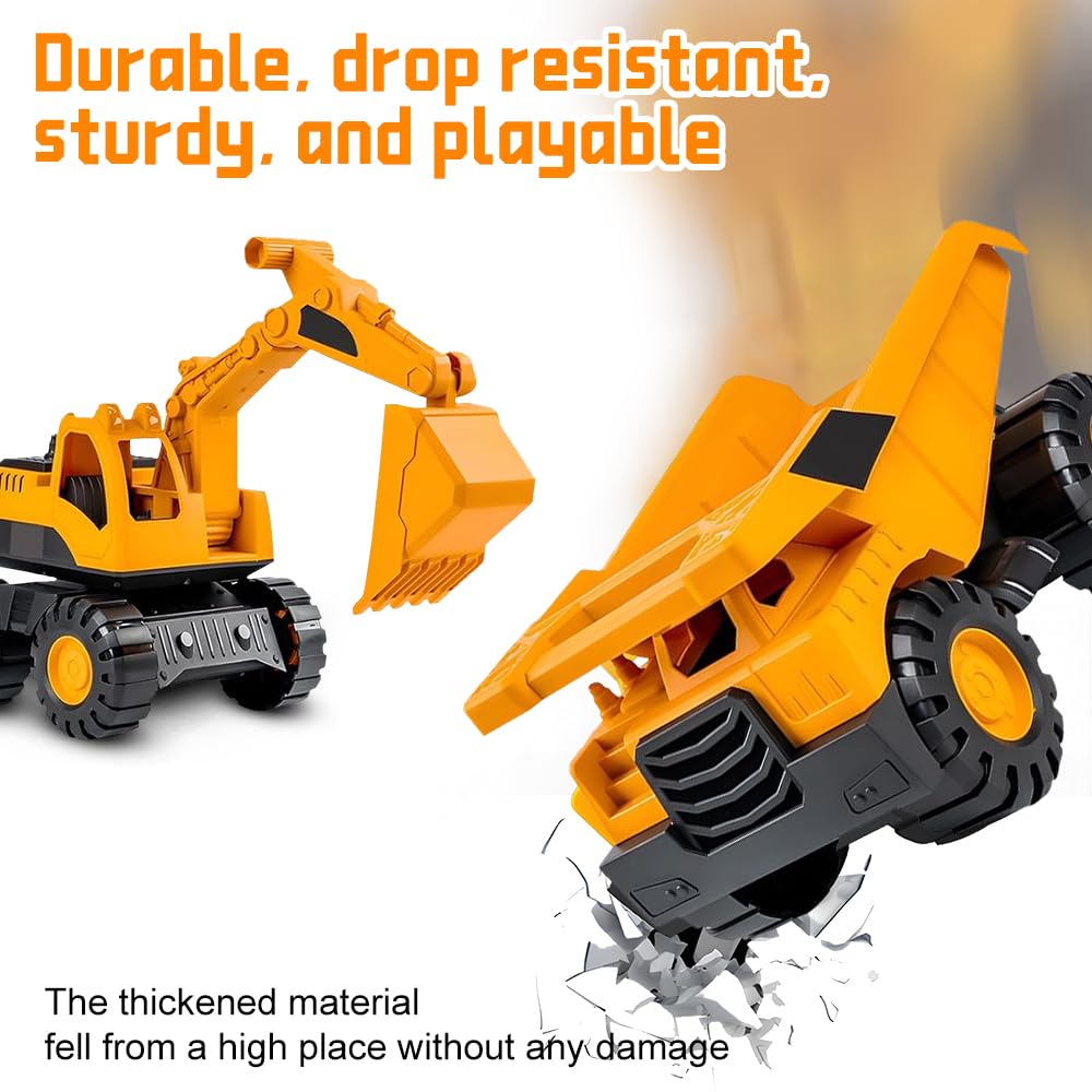 3Pcs Excavadora Juguete, Excavadora de Juguete, Excavadora para Niños, Set Vehiculos Construccion Juguete, Camión Volquete, Pala Cargadora, Excavadora, Juguetes para Niños de 3 Años o Más