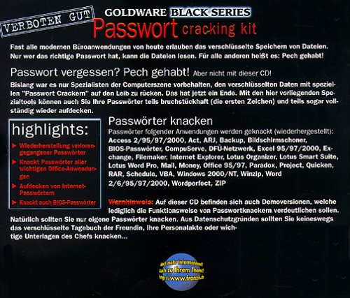Password Cracking Kit. CD- ROM für Windows 95/98/ ME/ NT/2000. Verboten gut