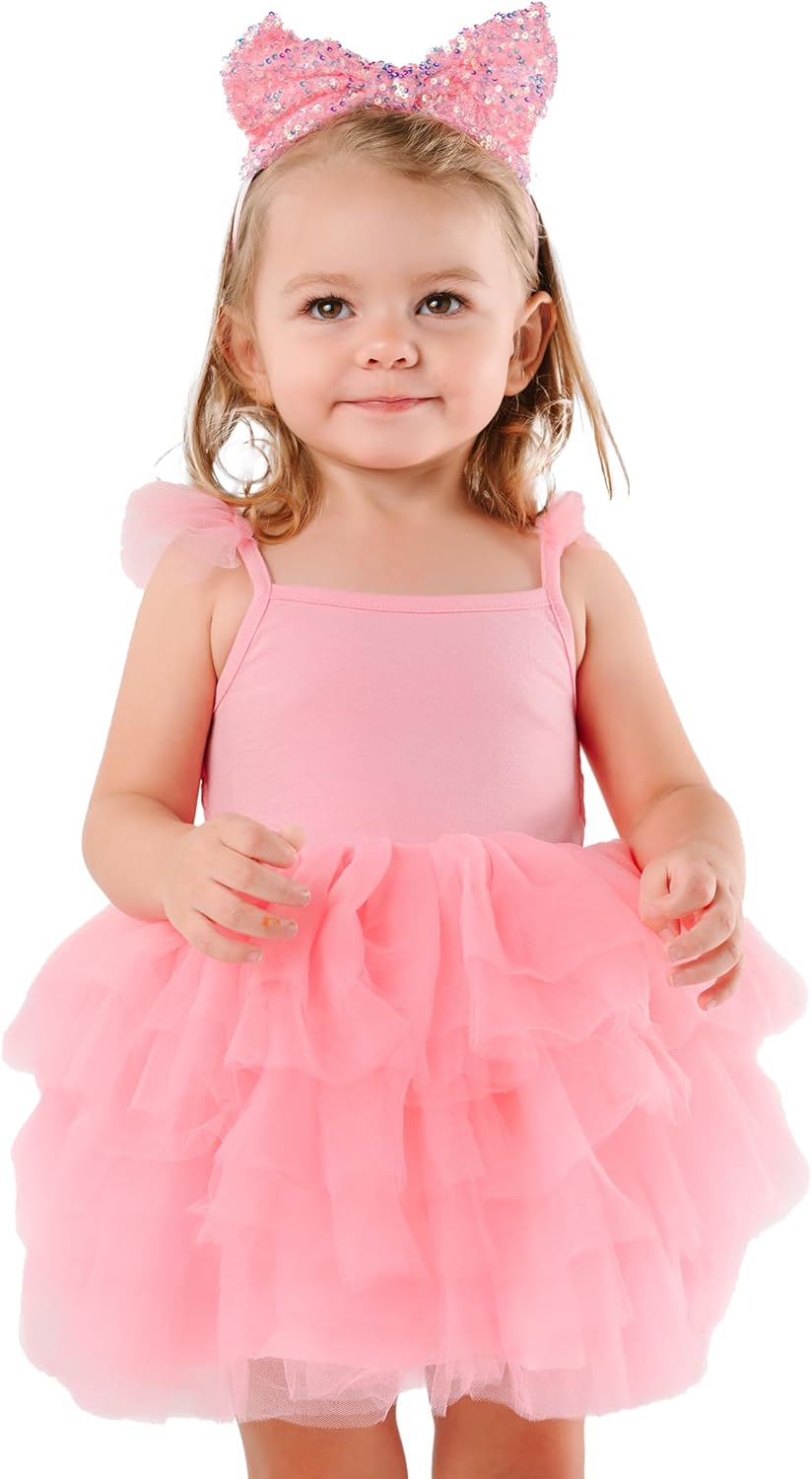 Birthday Girl outfit Pink tutu dress with name and age (Pink&Black)