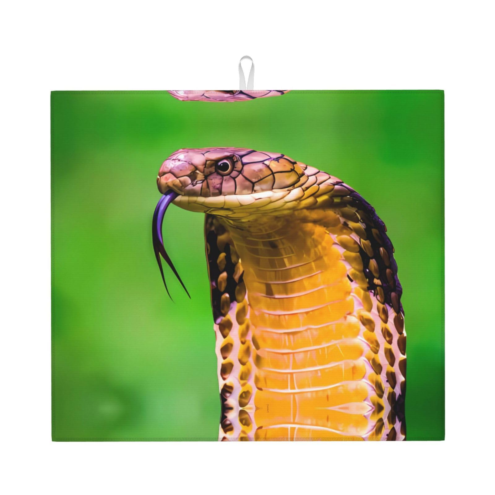 YYHWHJDE Cobra Snake Prints Kitchen Drying Mat – Absorbent Microfiber Throw for Dishes, Non-Slip Counter Layer with Vibrant Fade-Resistant Print, Ideal for Appliance Protection