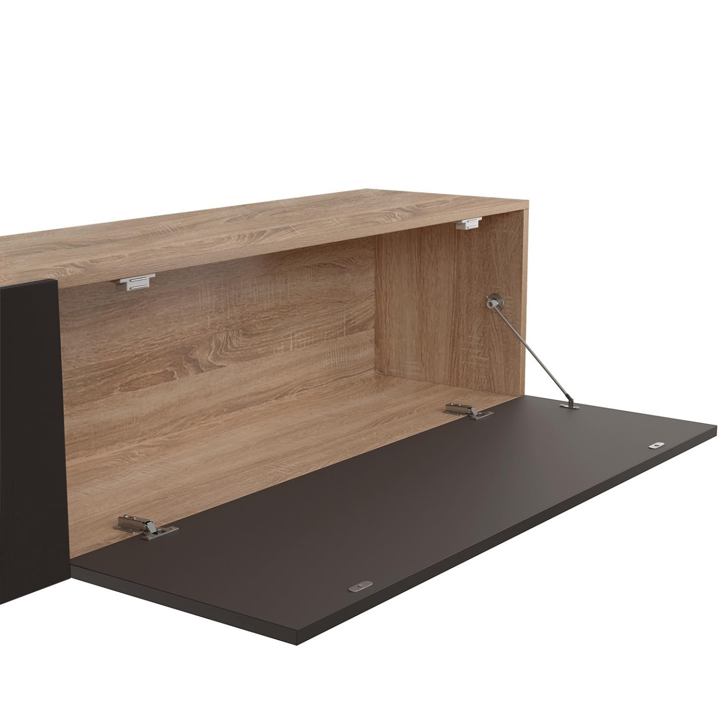 IDMarket - Mueble de TV de 180 cm con columna y estante ELIO en madera y negro