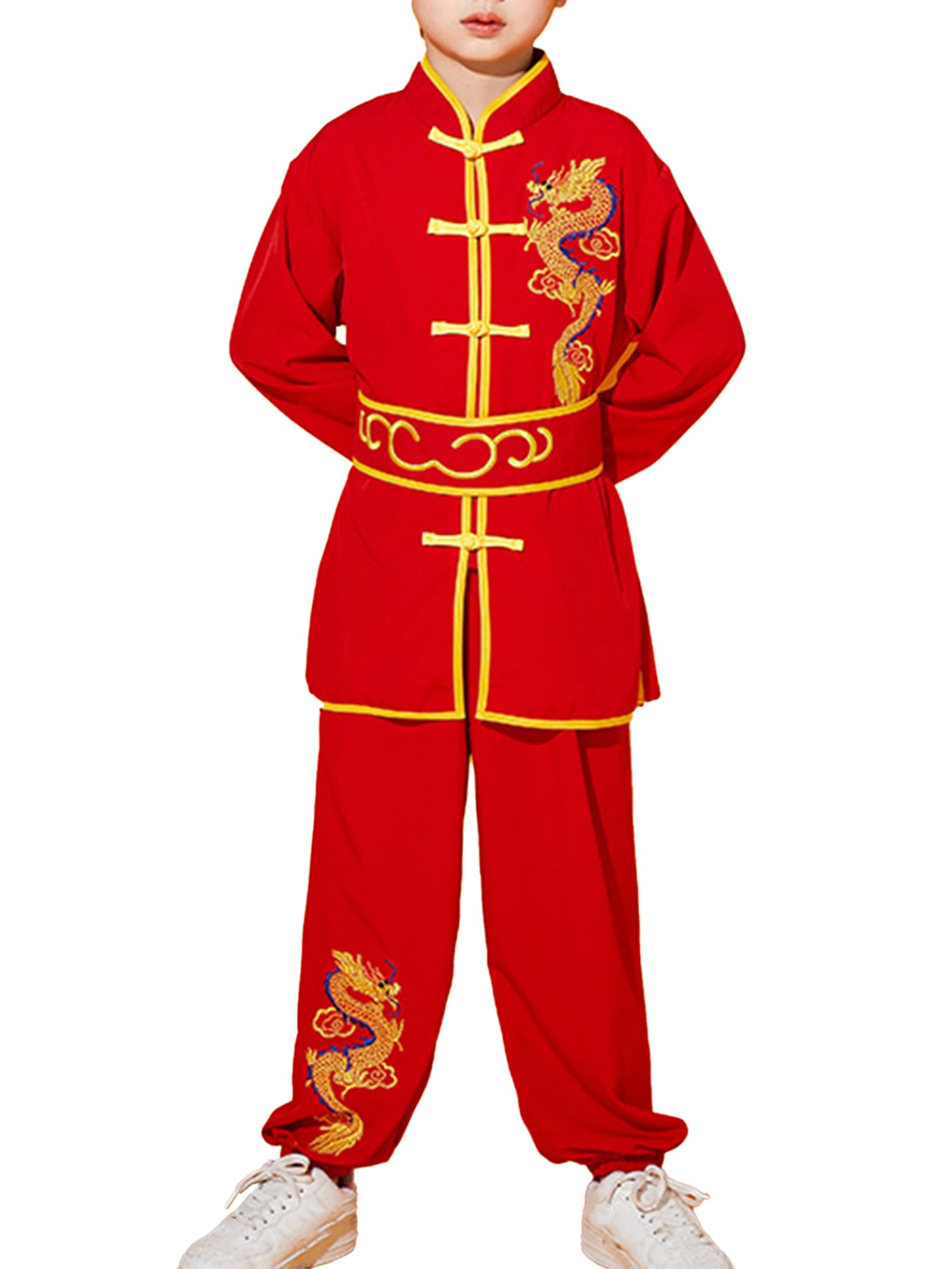 Jhaoyu Dziecięcy chiński mundur Kung Fu dla chłopców, tradycyjny strój Tai Chi Wushu, do sportów walki, zestaw odzieży sportowej, dresy