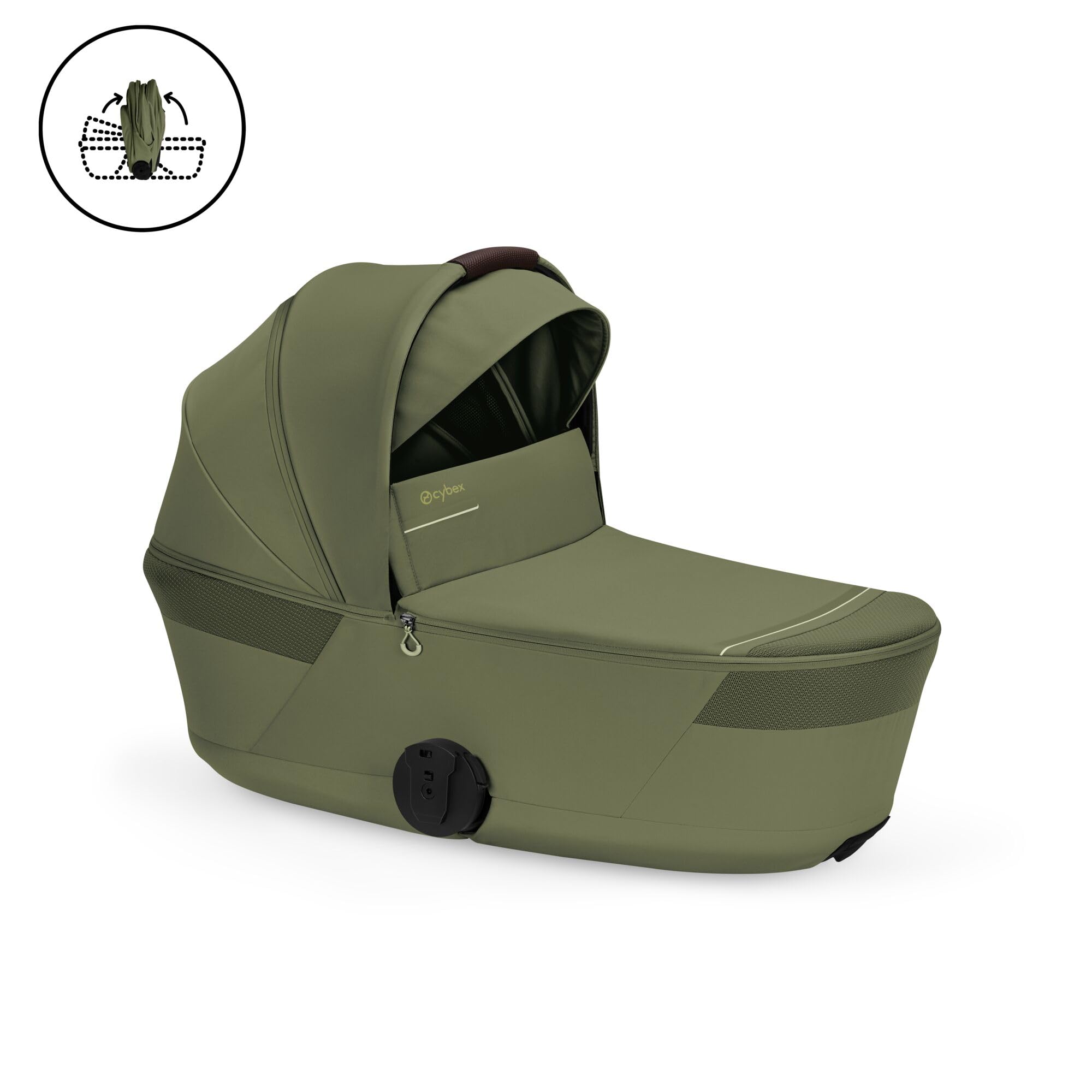CYBEX Gold Poussette TALOS S LUX & nacelle Fold Cot, Moss Green | De la naissance à 4 ans, jusqu'à 22 kg max, nacelle pliable, système de voyage tout-terrain, capote XXL UPF50+