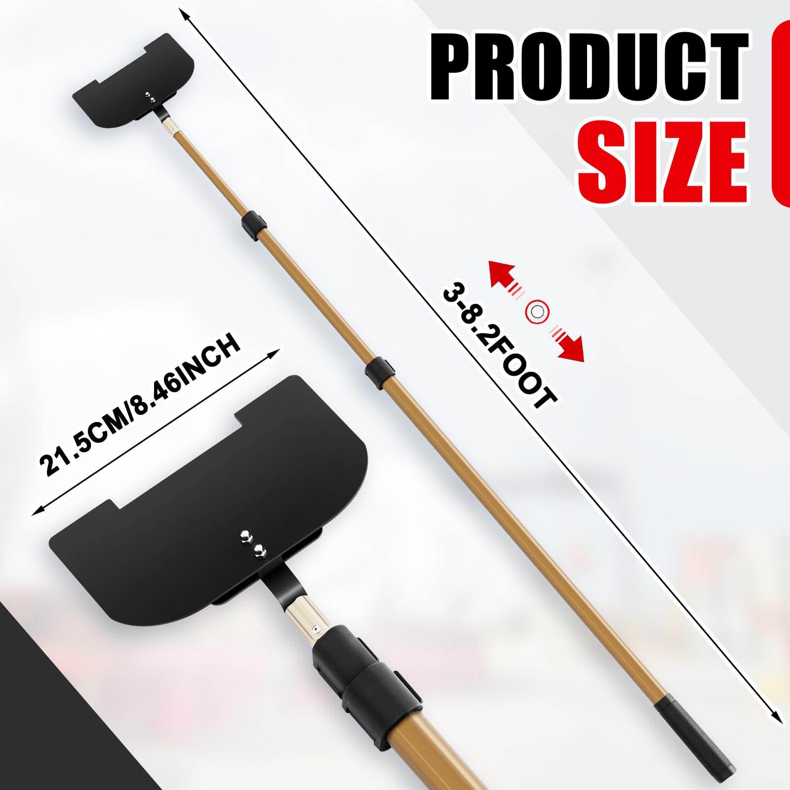 Teenyyou Mango de extensión para Protector de Esquina de Tablero, Poste de 2,5 m, Protector de Esquina de Carga Estirable, Protector de Esquina en V, Mango Negro, Accesorios de Cama Plana