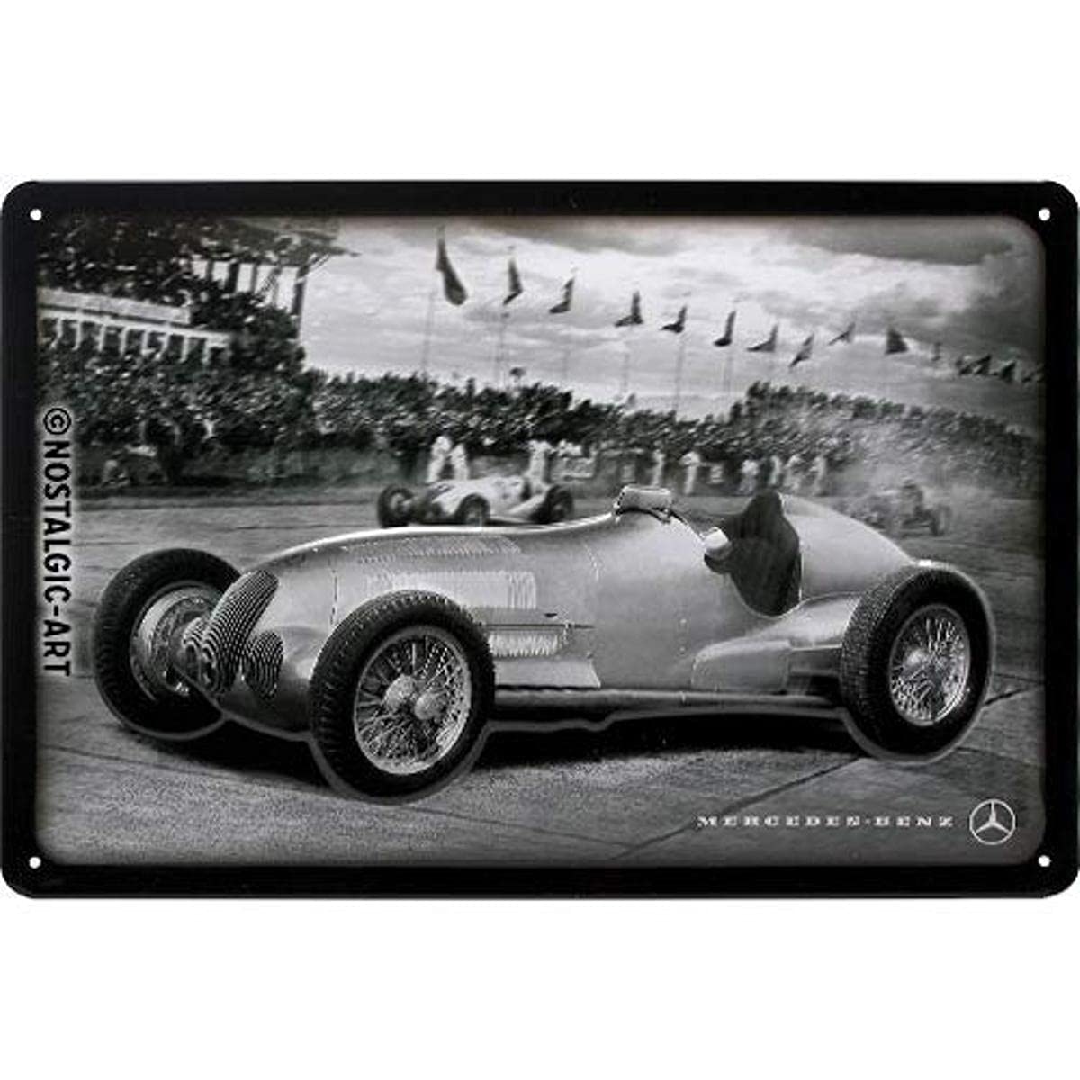 Nostalgic-Art Retro Tin Sign – Mercedes-Benz – Silver Arrow – Gift idea for car accessoires, Metal Plaque, Vintage design for decoration, 20 x 30 cm