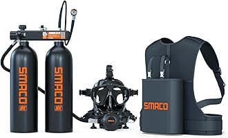 SMACO Mini Scuba Tank 3.8L Scuba Diving Tank (Assembled by Two 1.9L Cylinders) for Shallow Water Diving Support 30-45 Minutes Breath Portable Scuba Tank Kit for Diving Entertainment/Underwater Work