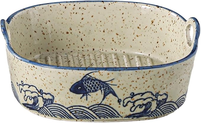 Vintage Small Casserole Dish 6.7-inch Ceramic Square Baking Pan Lasagna Pan Bakeware With Handles for Oven Microwave Air Fryer (Square A)