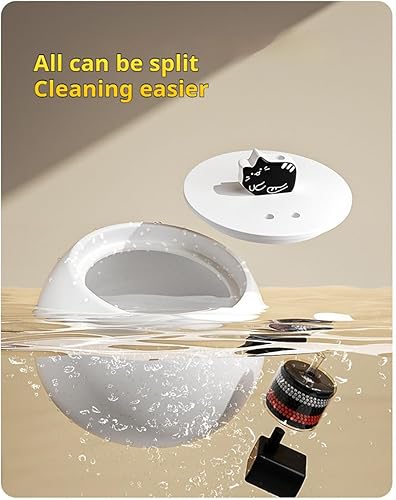 Miniatura 5 de Fuente de agua de cerámica para gatos, fuente para gatos de 50 onzas1.5 litros para beber, tazón dispensador automático de agua para mascotas, color