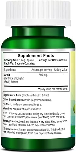 Miniatura 3 de Morpheme Amla 500 mg Extracto 60 cápsulas vegetales (paquete de 10)