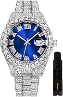 HUNRUY Hip Hop Watches for Men Iced-Out Bling Diamond Luxury Quartz Watches with Date