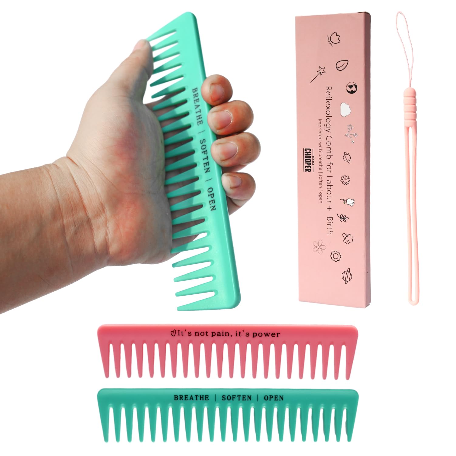 2pcs Labour/Birthing Comb for Labor Contraction and Delivery, Natural Pain Relief, Doula Tool for Pain Management and Anxiety for Pregnancy Women