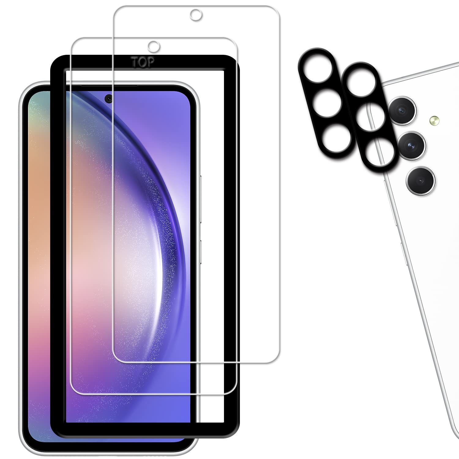 Amazon | 【2+2枚セット】ガイド枠付き KPNS 日本素材製 強化ガラス  