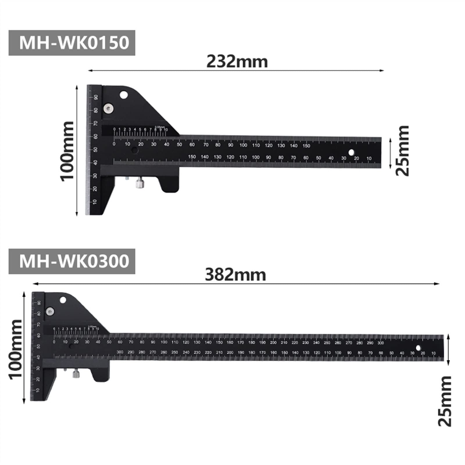 Cyfrowe Narzędzia Pomiarowe 0-150/300mm linijka do drewna typu T Scribe Metric wielofunkcyjny suwmiarka ze stopu aluminium pomiaru linii(0-300mm)