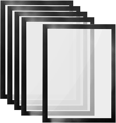 PATIKIL Soporte magnético para letreros de 8.5 x 11 pulgadas, 5 unidades, marco magnético A4, autoadhesivo, reutilizable, marco de fotos de doble