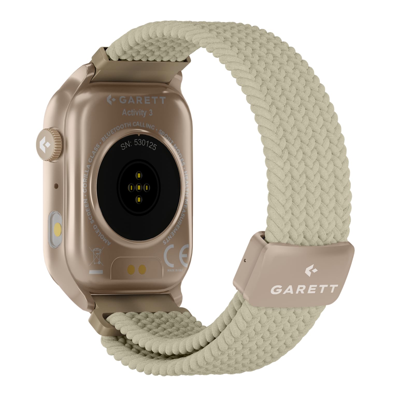 garett Smartwatch zegarek fitness – z Gorilla Glass AMOLED – funkcja płatności NFC – Bluetooth telefonia tryby sportowe – unisex – z 2 bransoletkami – Activity 3 Gold