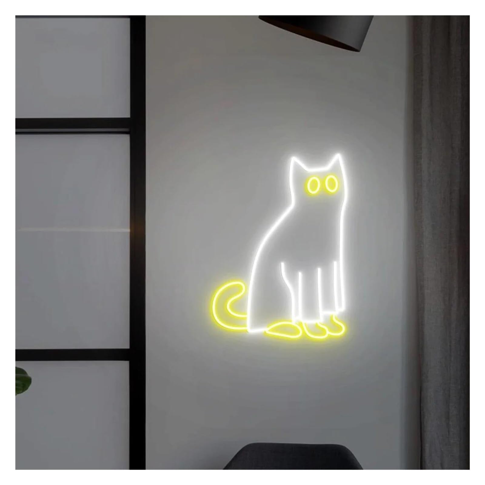 SHOUXI Sign Lamp Ghost Cat Neon Sign, Halloween Door Decor(F,40cm)