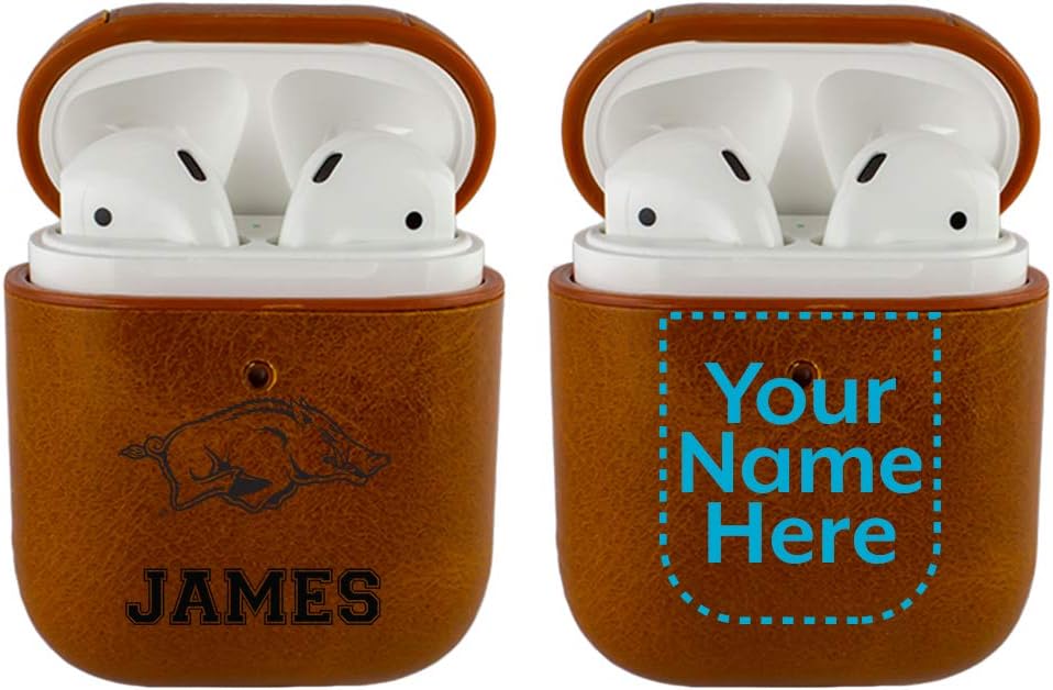 Collegiate Custom Name Case for AirPods (1st and 2nd Generation) – Personalized Design – Put Your Name or Initials on a Leatherette Case for AirPods – Georgia Bulldogs