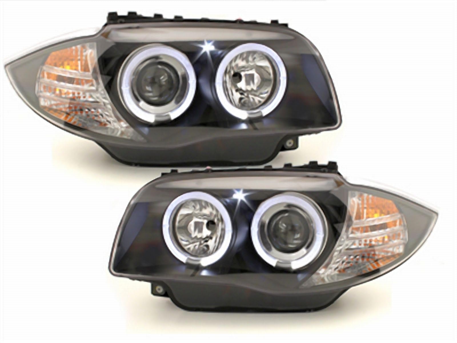 LED Angel Eyes Scheinwerfer Set für BMW 1er E87 E81 E82 E88 2004-2011 schwarz