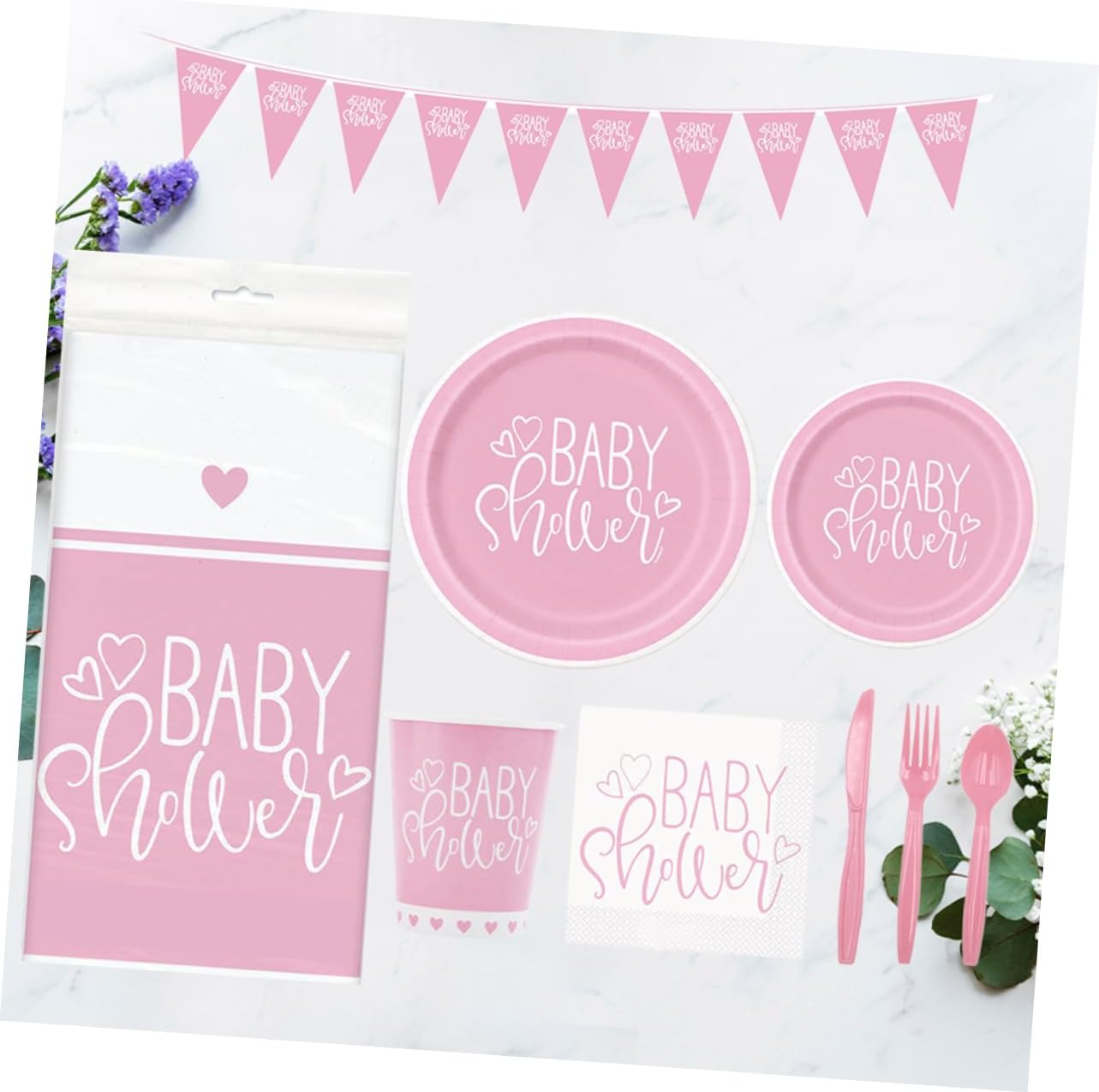 Birthday Party Supplies Set Disposable Tableware Kit Banner Plates Cups Napkins Cutlery for Showers and Celebrations