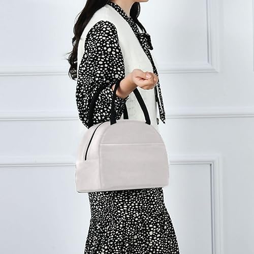 Miniatura 5 de ZZKKO Bolsa de almuerzo blanca, organizador de lonchera, contenedor de almuerzo aislado con cremallera para preparación de comidas, bolso enfriador