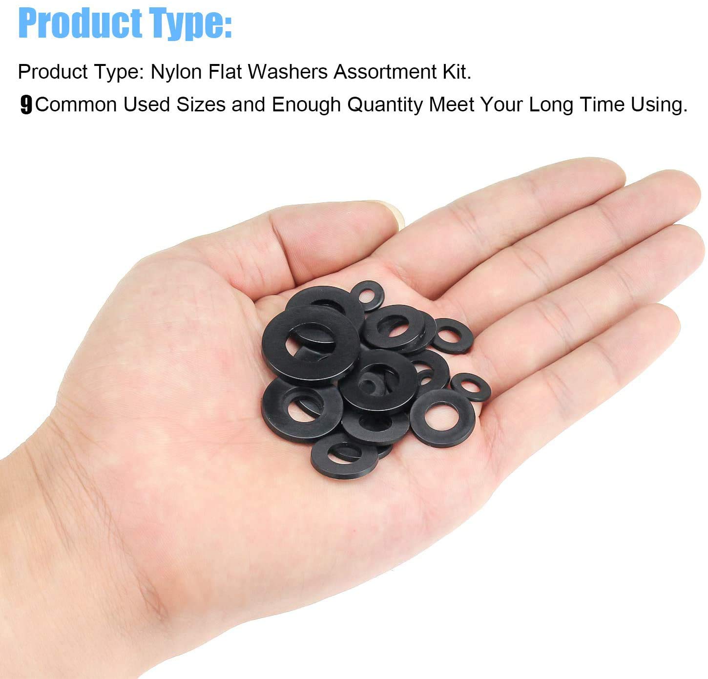 500 Stücke Schwarz Nylon Flache Washer Sortiment Kit für M2 M2.5 M3 M4