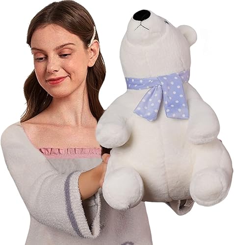 Miniatura 1 de ELAINREN Bufanda de oso polar de peluche de oso de invierno, lindo juguete súper suave, oso polar de peluche, animales de peluche Kawaii de oso de