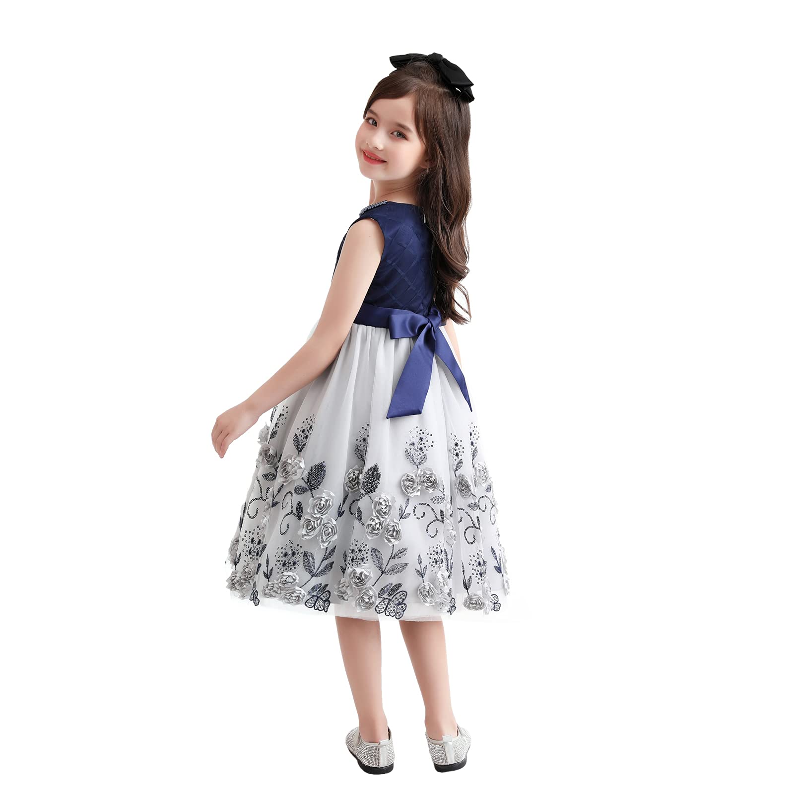 Cichic Elegante Vestito da Principessa per Occasioni Speciali per Bambine 5-6 Anni, Viola Chiaro