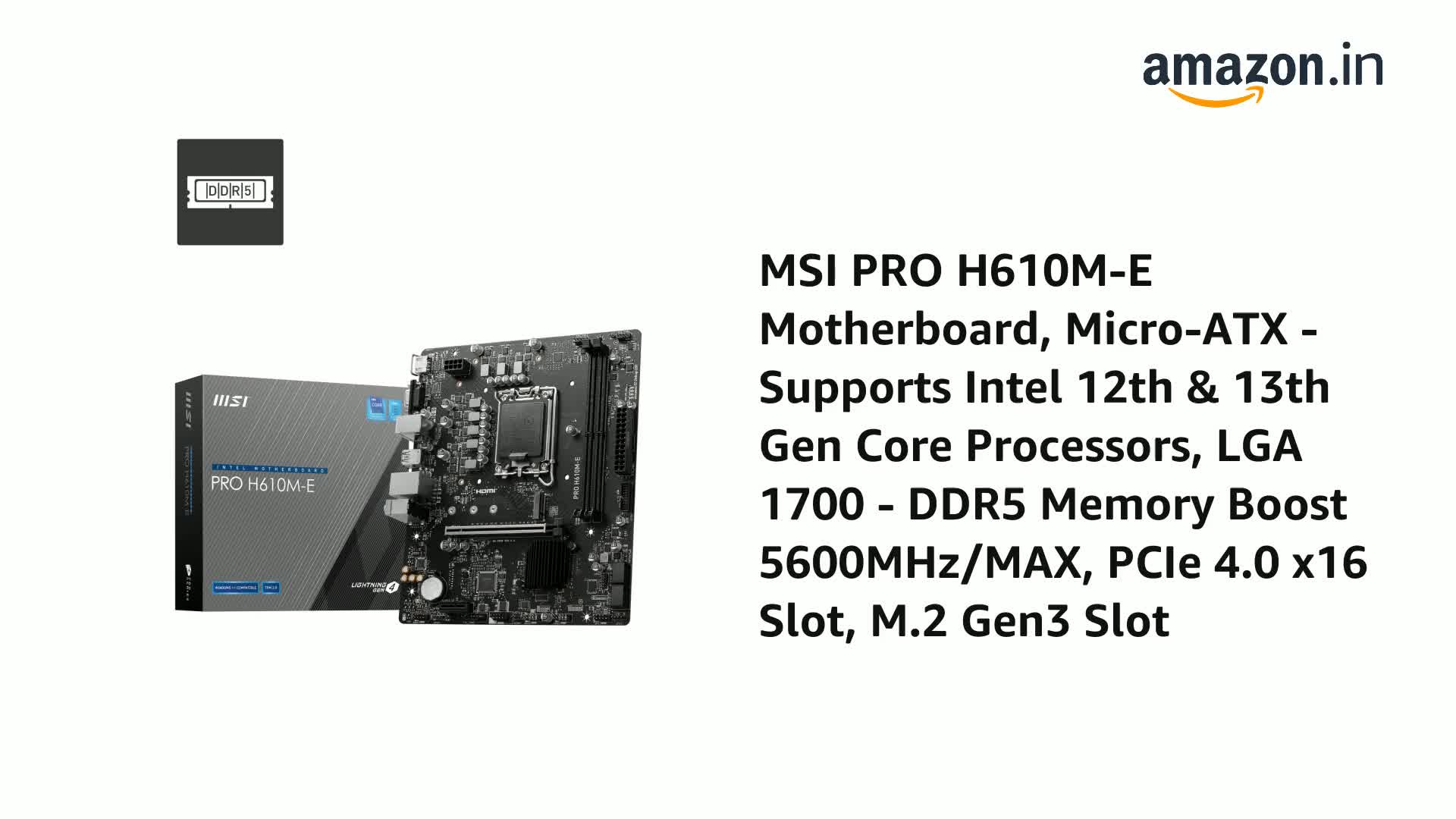 Amazon.in: Buy MSI PRO H610M-E Motherboard, Micro-ATX - Supports
