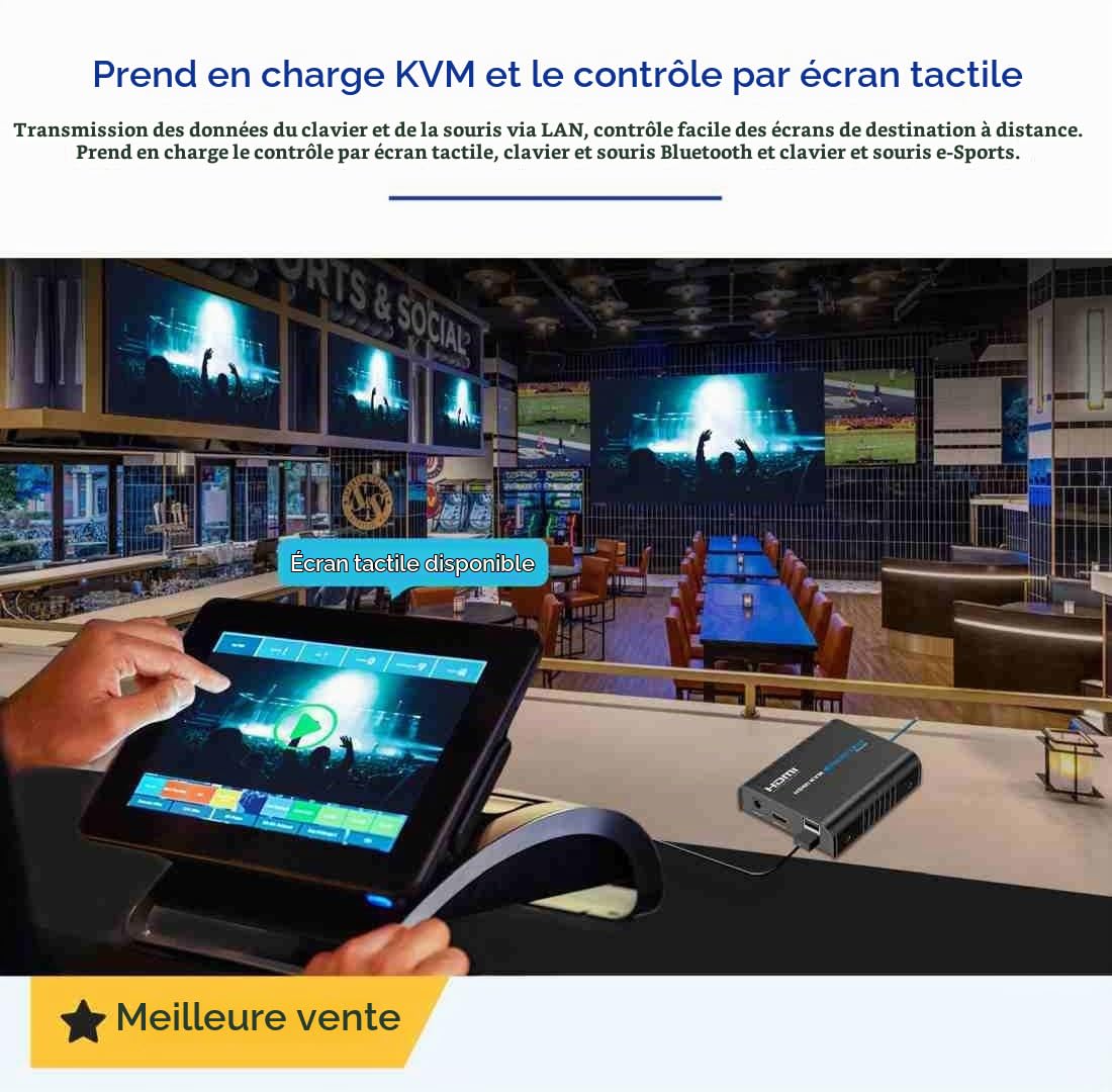 PremiumCord Extendeur KVM HDMI 4K avec USB 2.0 jusqu'à 120 m sur LAN, Over IP, Cat5/5e/6, UHD 4K 2160p 60 Hz, Full HD 1080p, 4:4:4, HDMI 2.0, HDCP 2.2, Boîtier en Aluminium Robuste