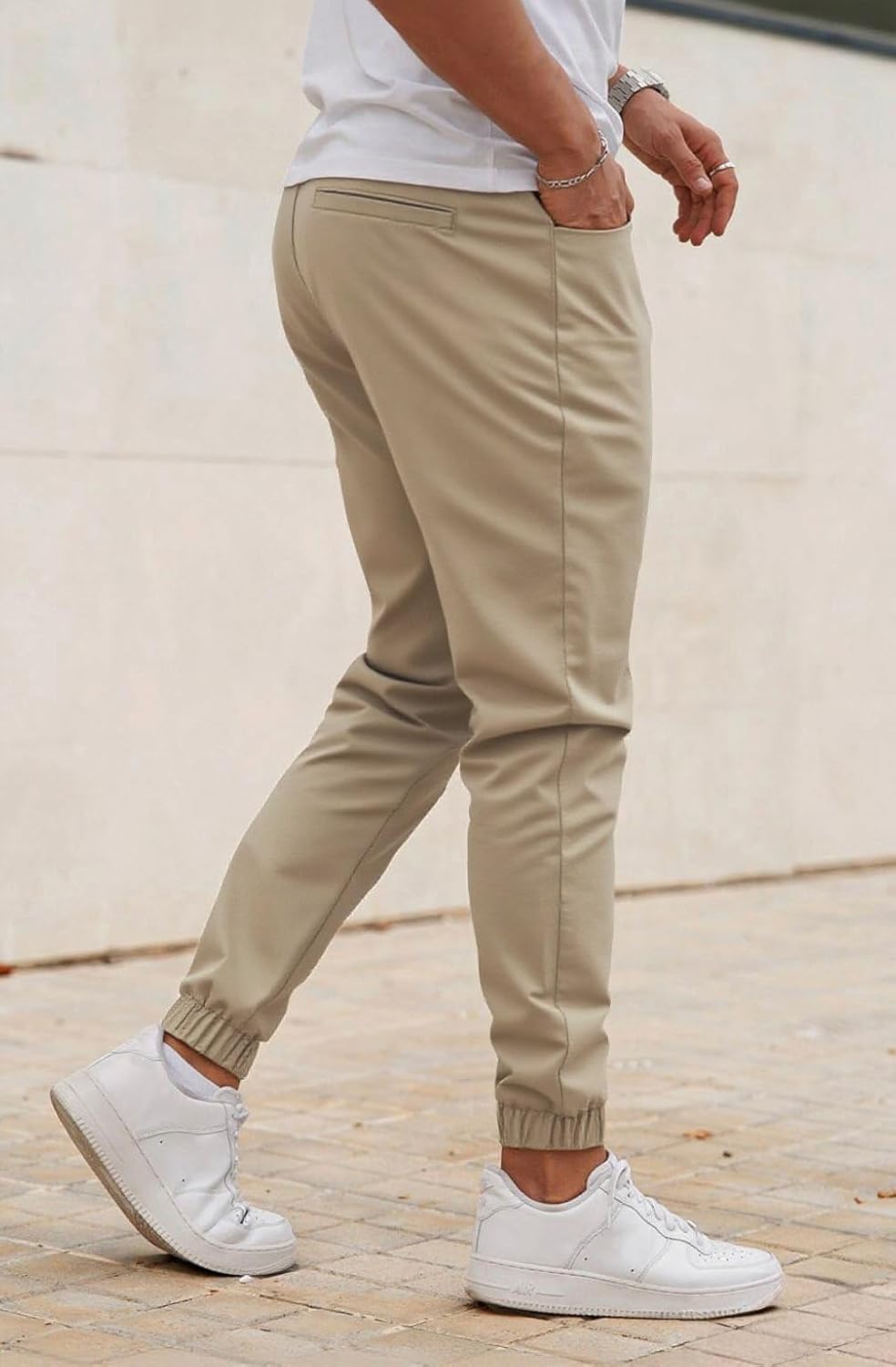 GINGTTO Mens Slim Fit Joggers Pants Elastic Waist Stretch Drawstring Tapered Leg - Image 3