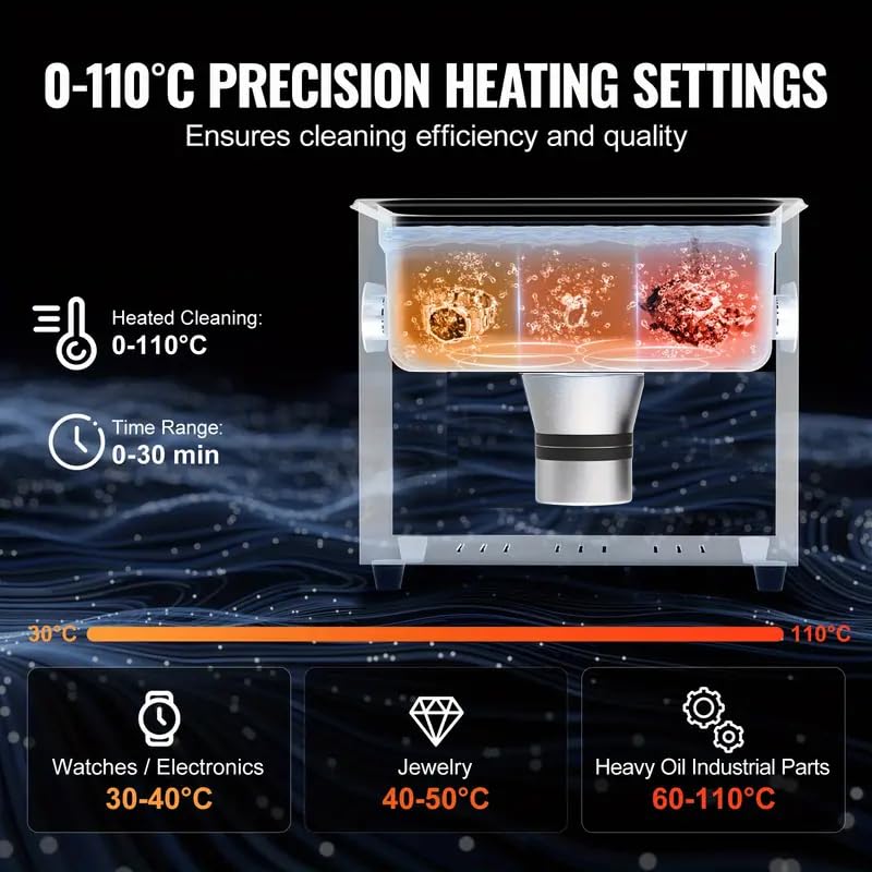 Image of JEWELTECH Digital Pro+ Ultrasonic Cleaner Machine, 2L Capacity, Professional Grade, 42000kHz, Digital Timer and Heater, for Jewelry, Dental Tools, Optical Instruments, Lab Equipment (2L)