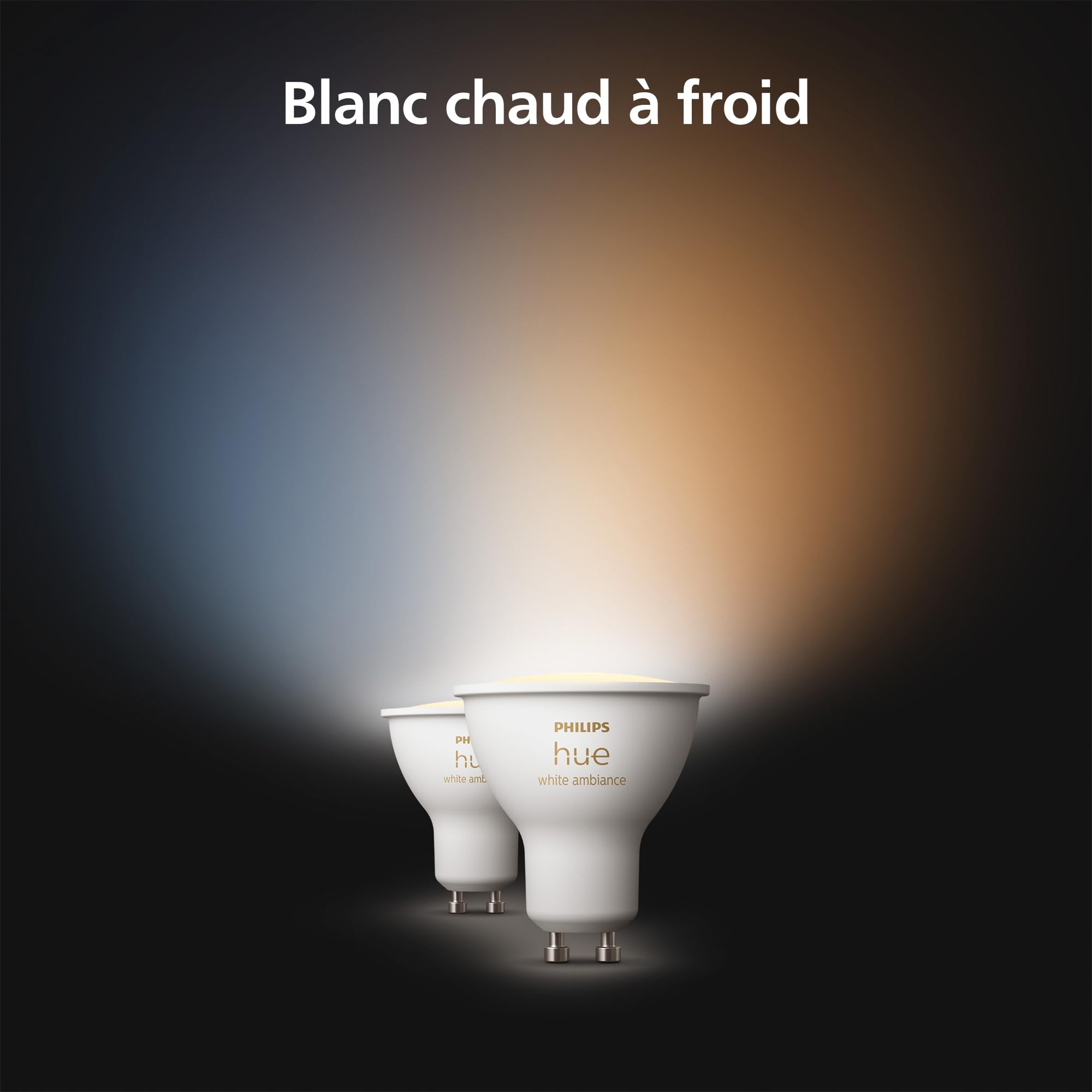Philips Hue White Ambiance Ampoule LED connectée Pack de 5, culot GU10, 400 lumens, Compatible Bluetooth. Fonctionne avec Alexa, Google Assistant et Apple HomeKit