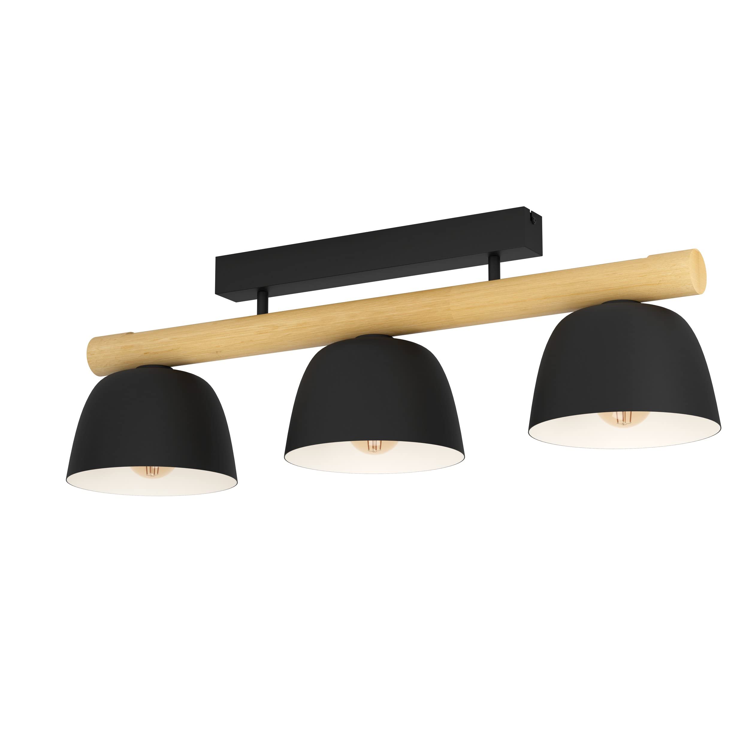 EGLO Deckenleuchte Sherburn – 3-flammig, Holz & Metall, Skandinavisches Design
