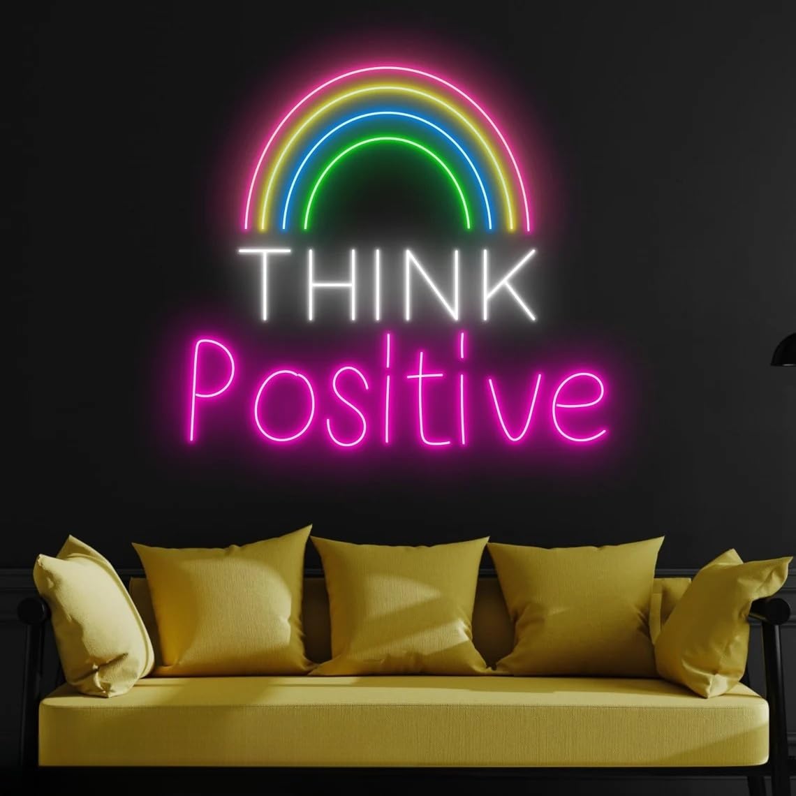 Think Positive Neon Sign, Think Positive Led Sign, Custom Neon Sign, LGBT Wedding Wall Decor, LGBT Pride Heart Lovers Sign, LGBT Couple Gift