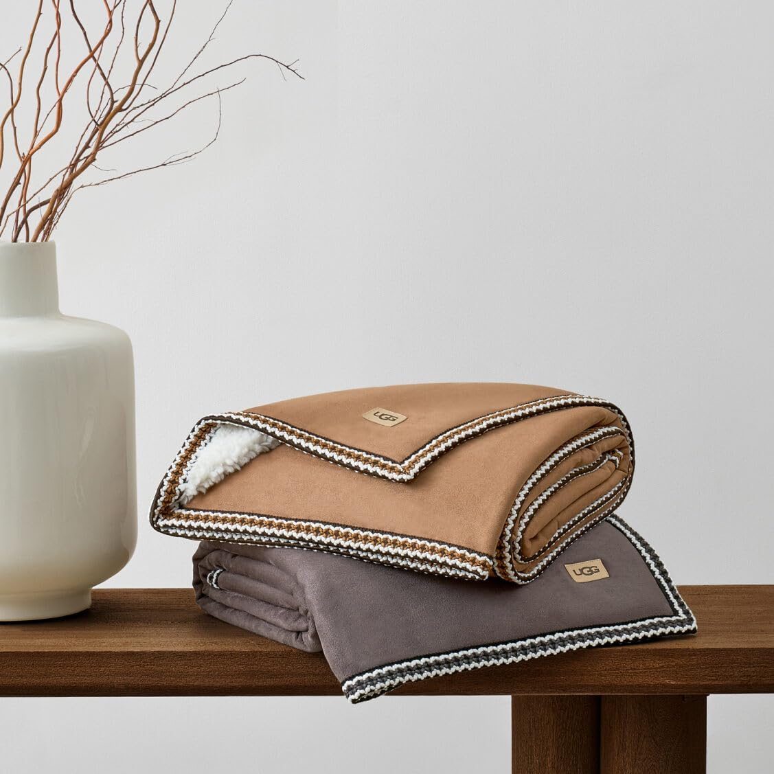 UGG Braid Throw Blanket – Soft Reversible Throw, Luxury Blanket for Women, Cozy Accent for Living Room Decor or Spring Home Decor, Birthday Gifts for Women, Chestnut Brown, 50" x 70" (Kirkwood)