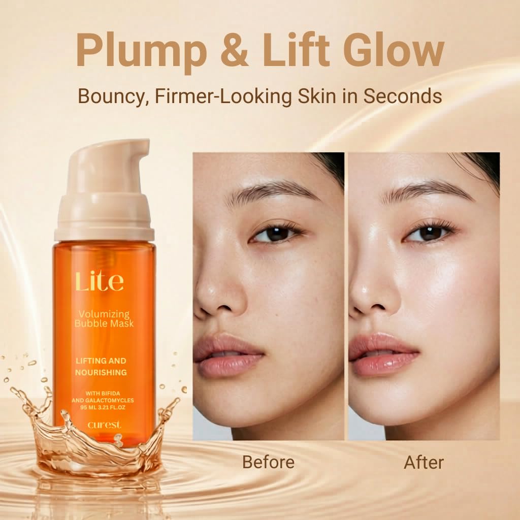 Curest Micro Bubble Mask - K-Beauty No-Wash Sheet-Free Luminous Glow - Hydrating Skincare Gift Set for Makeup Prep & Refreshing - 100 Uses, 3.21oz/95ml (Ultimate Glow Trio Set + Brush)