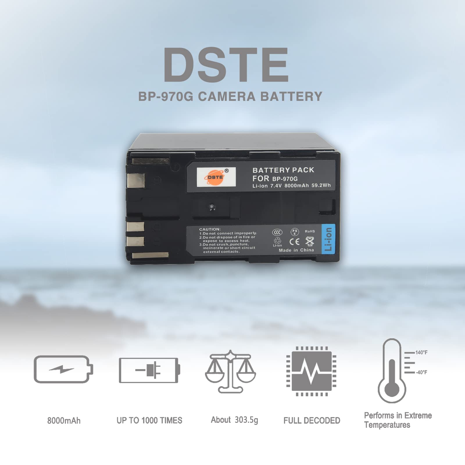 DSTE 2 x BP-970G batteria ricaricabile Li-ion + DC25U viaggio e Adattatore caricabatterie da auto per Canon BP-975, XLH1, XHG1, XHA1, XL2, XM2, XH G1S, XH A1S, XL H1S, XL H1A, XF305, XF300, XF105, XF100 Fotocamera digitale