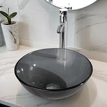 12 Inch Black Tempered Glass Vessel Sink Combo