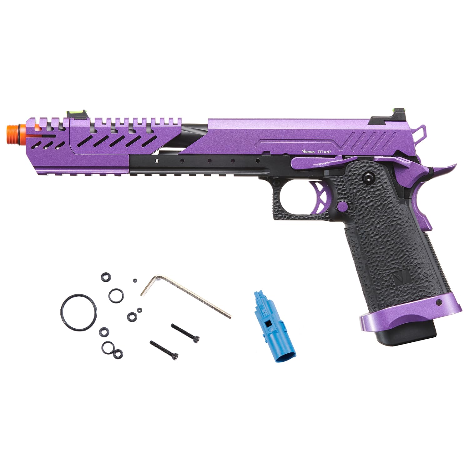 Vorsk Aluminum CNC Airsoft Titan Hi-Capa Extended Gas Blowback Pistol w/ 20mm Rail