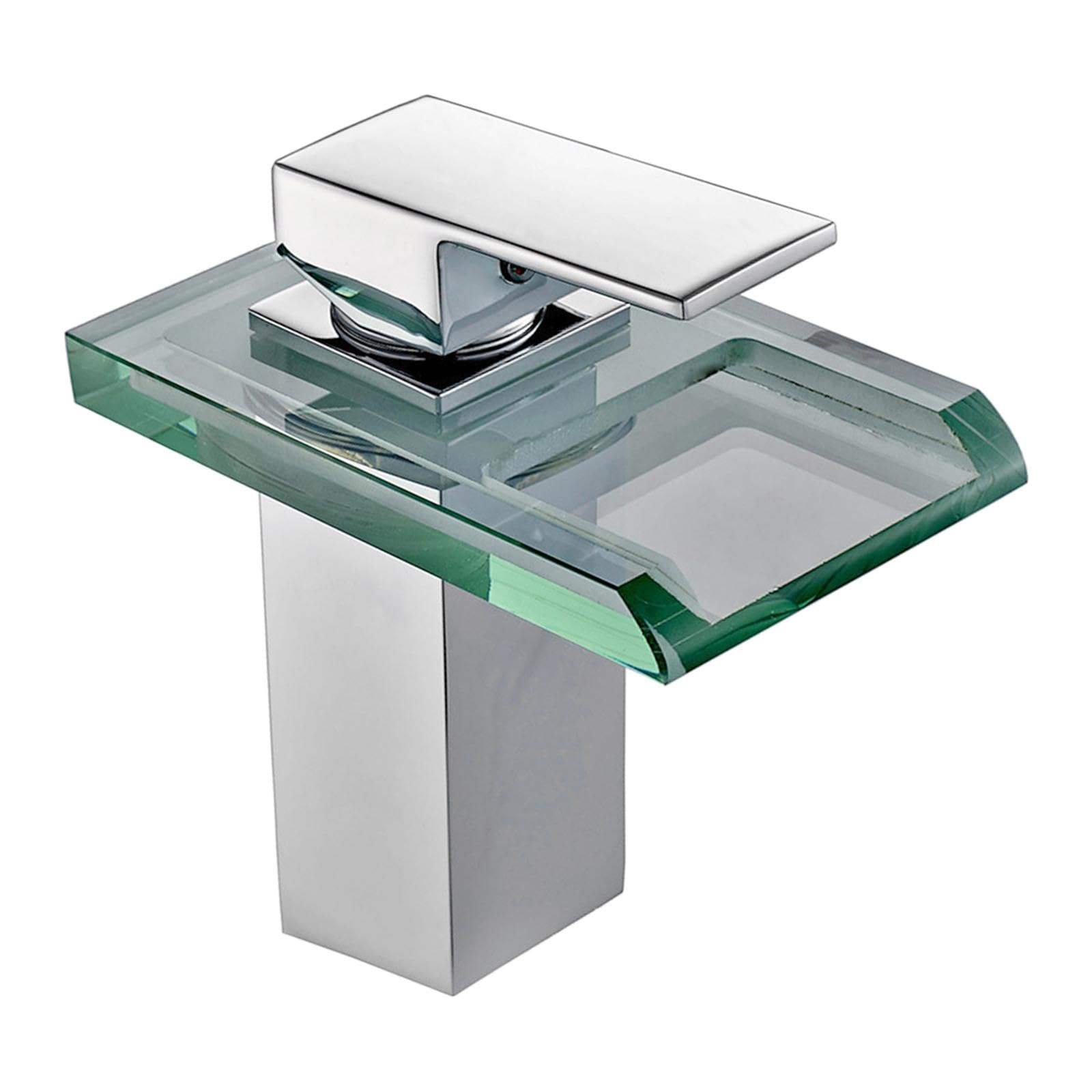 Mitigeur de salle de bain cascade verre luxe avec LED poignée unique argent poli