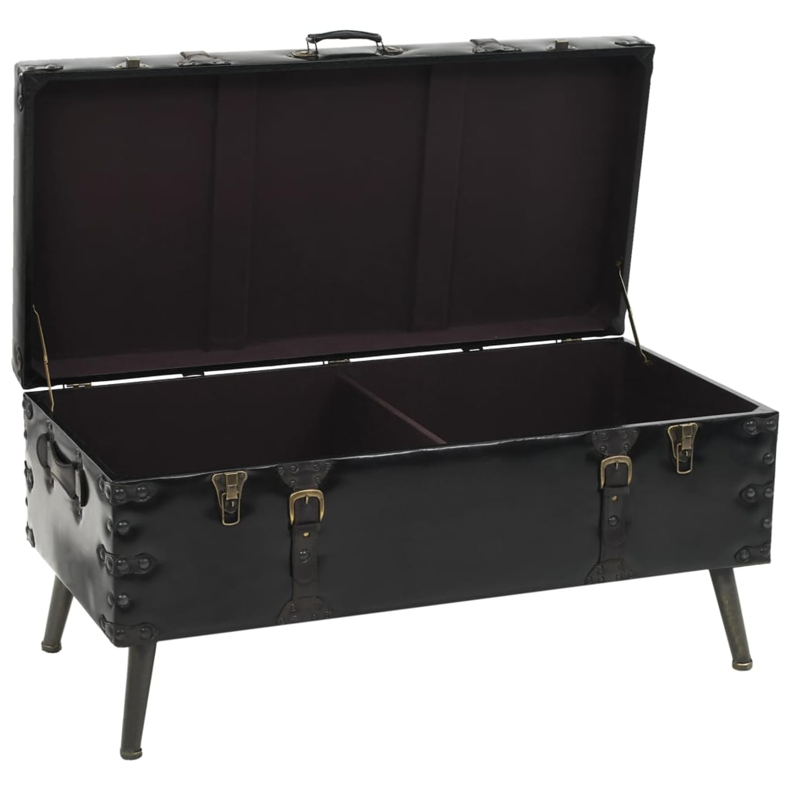 Gecheer Mesa de Centro Vintage con Almacenamiento, MDF y Cuero Artificial, 102x51x48 cm Modelo LYKLRZJ-245760ES